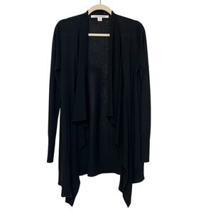 Diane Von Furstenberg Silk Cashmere Waterfall Open Front Cardigan Black Medium